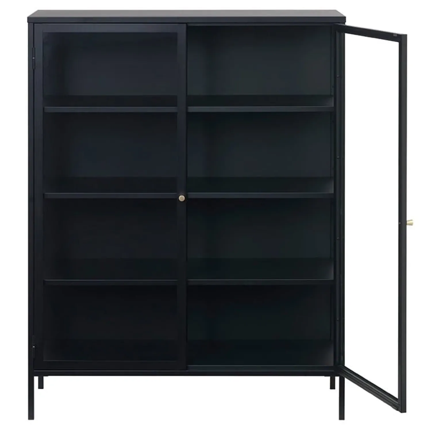 LykkeHome Boekenkasten|Vakkenkasten|Kaya vitrinekast zwart metaal 110cm