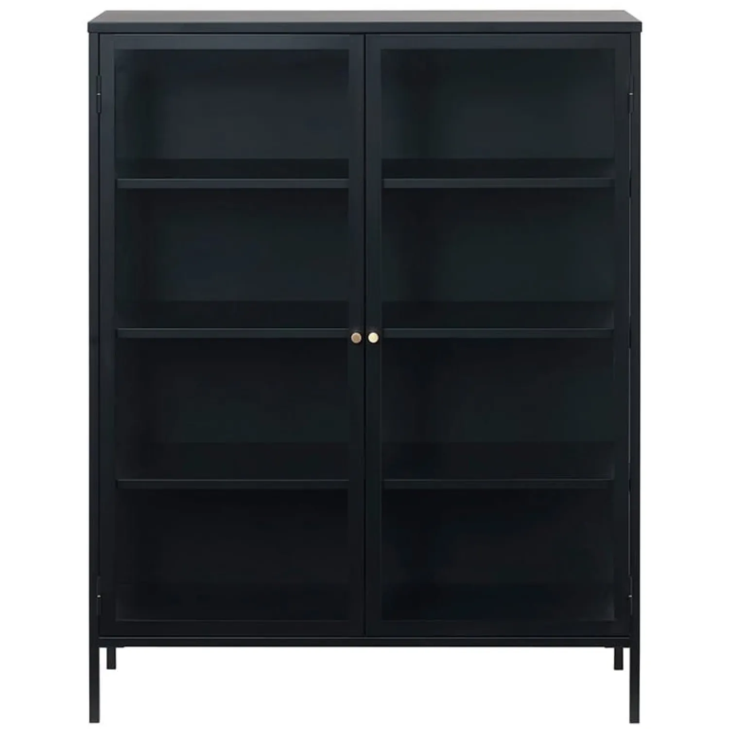 LykkeHome Boekenkasten|Vakkenkasten|Kaya vitrinekast zwart metaal 110cm