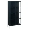 LykkeHome Boekenkasten|Vakkenkasten|Kaya vitrinekast zwart metaal 90cm
