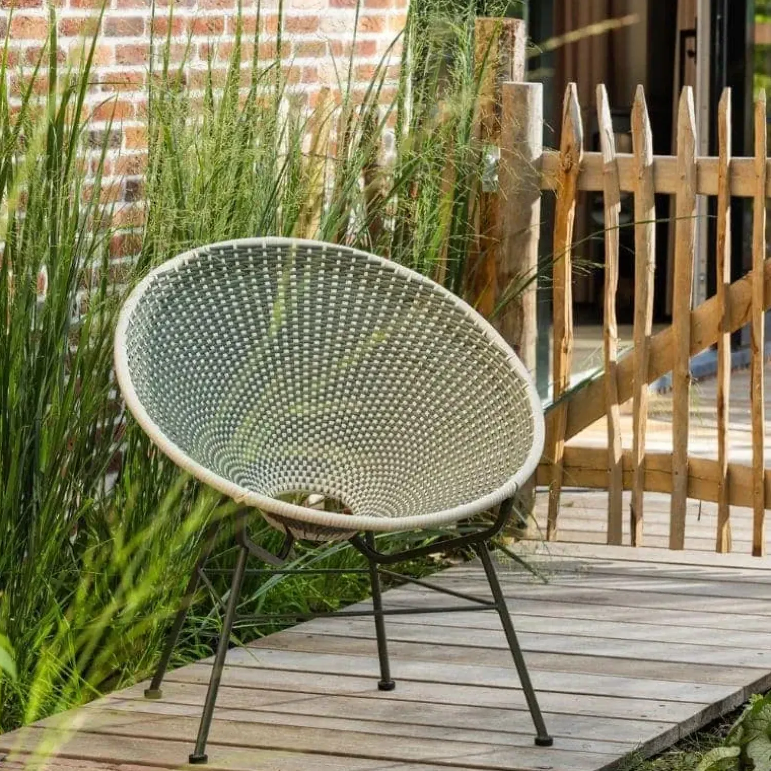 WOOOD Tuinstoelen|Kazoun Tuin loungestoel wicker groen