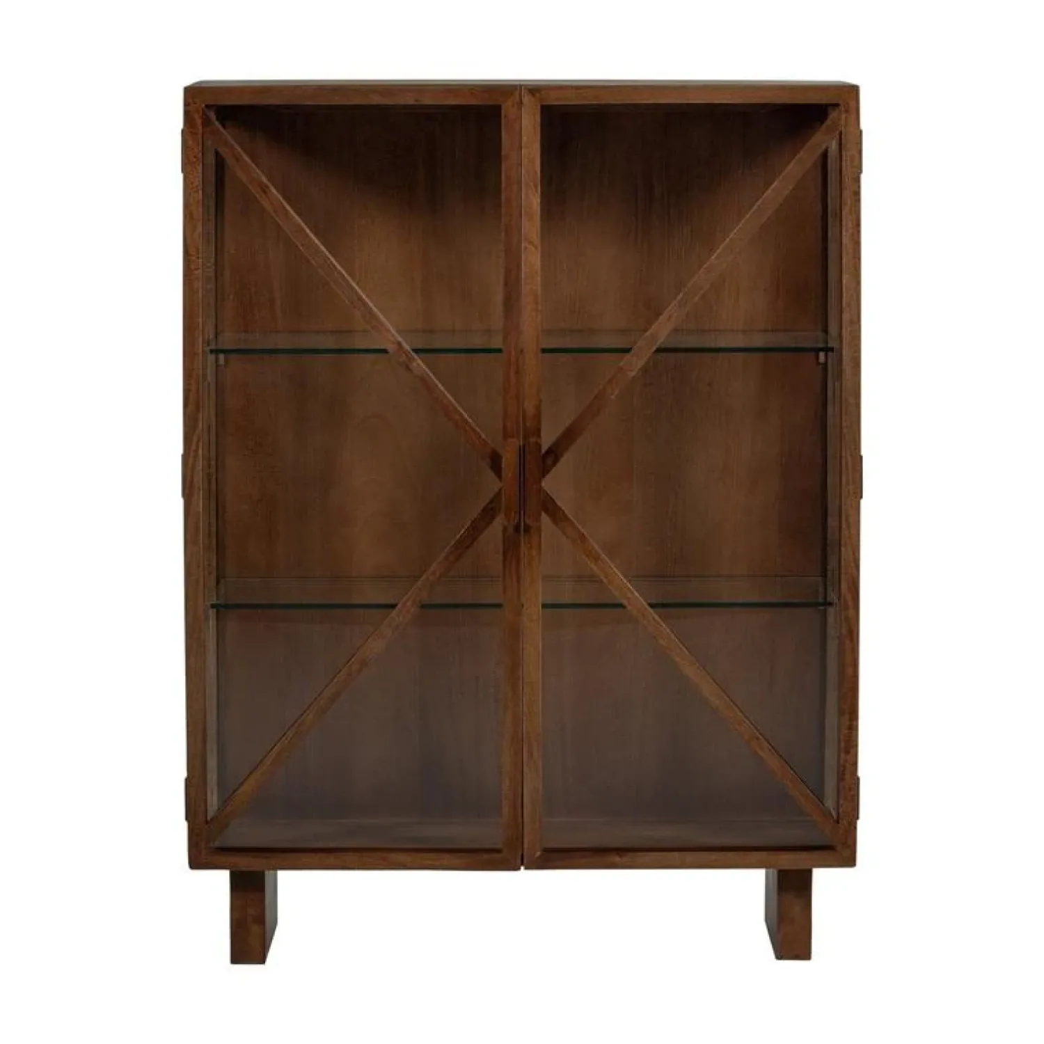 WOOOD Wandkasten|Industriele Kasten|Kella 2-deurs kast mangohout bruin 100cm