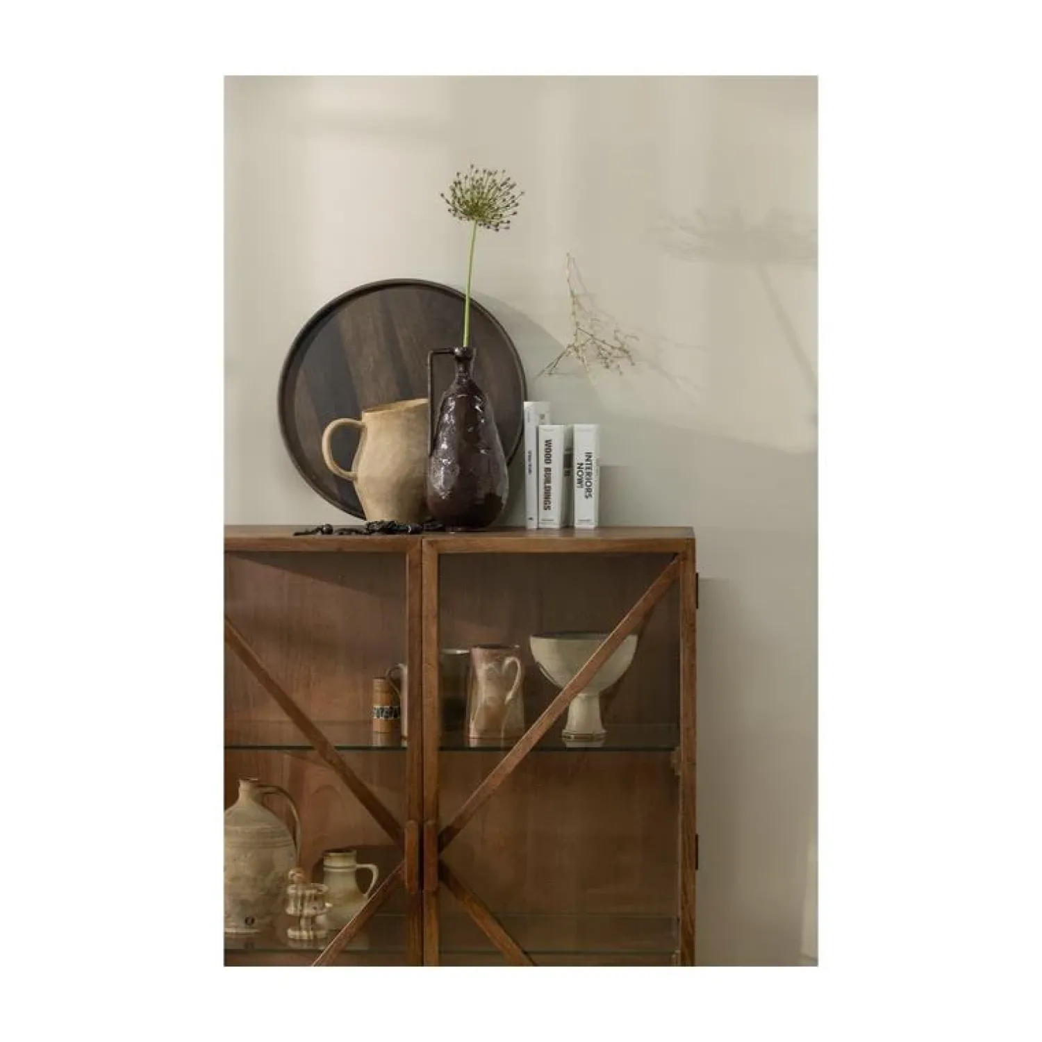 WOOOD Wandkasten|Industriele Kasten|Kella 2-deurs kast mangohout bruin 100cm