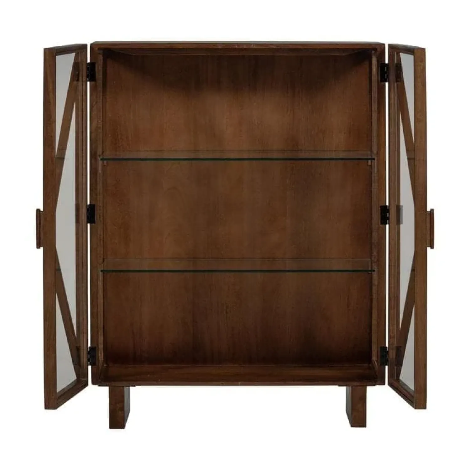 WOOOD Wandkasten|Industriele Kasten|Kella 2-deurs kast mangohout bruin 100cm