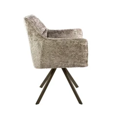 Kalfort Eetkamerstoelen|Kelly Eetkamerstoel Alura zand met bruin bronzen poot