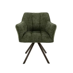 Kalfort Eetkamerstoelen|Kelly Eetkamerstoel Hoven groen met bruin bronzen poot