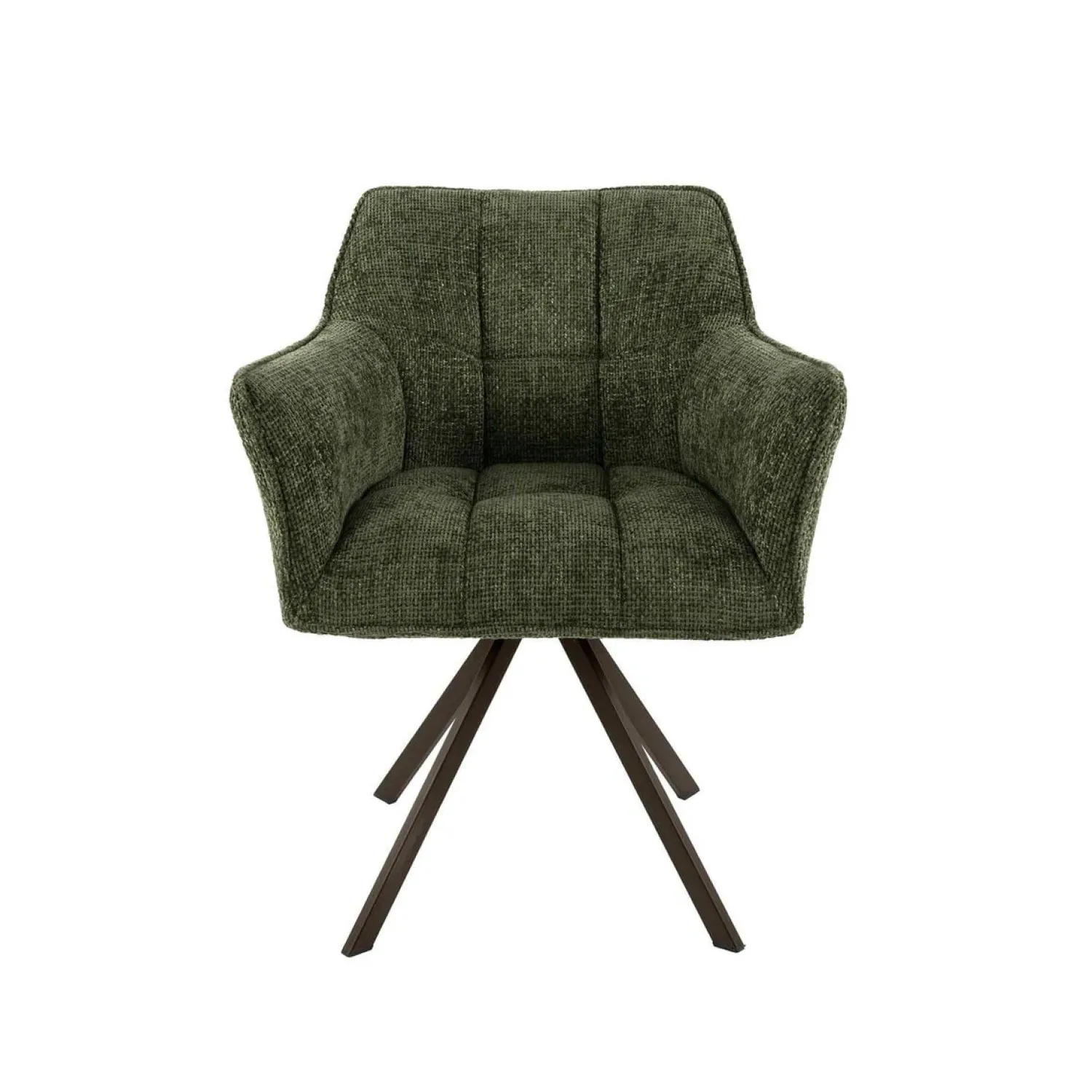 Kalfort Eetkamerstoelen|Kelly Eetkamerstoel Hoven groen met bruin bronzen poot