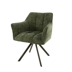 Kalfort Eetkamerstoelen|Kelly Eetkamerstoel Hoven groen met bruin bronzen poot