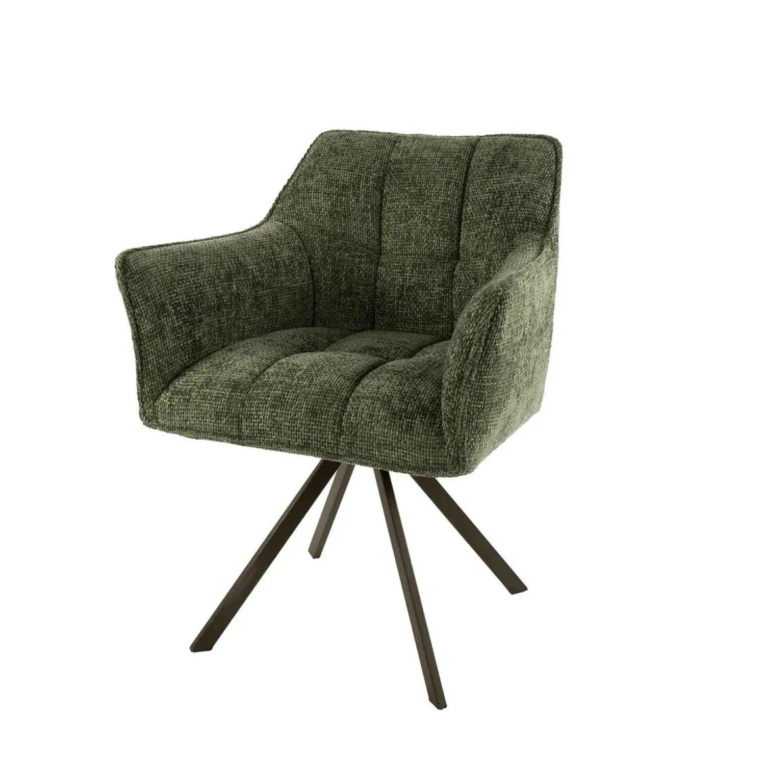 Kalfort Eetkamerstoelen|Kelly Eetkamerstoel Hoven groen met bruin bronzen poot