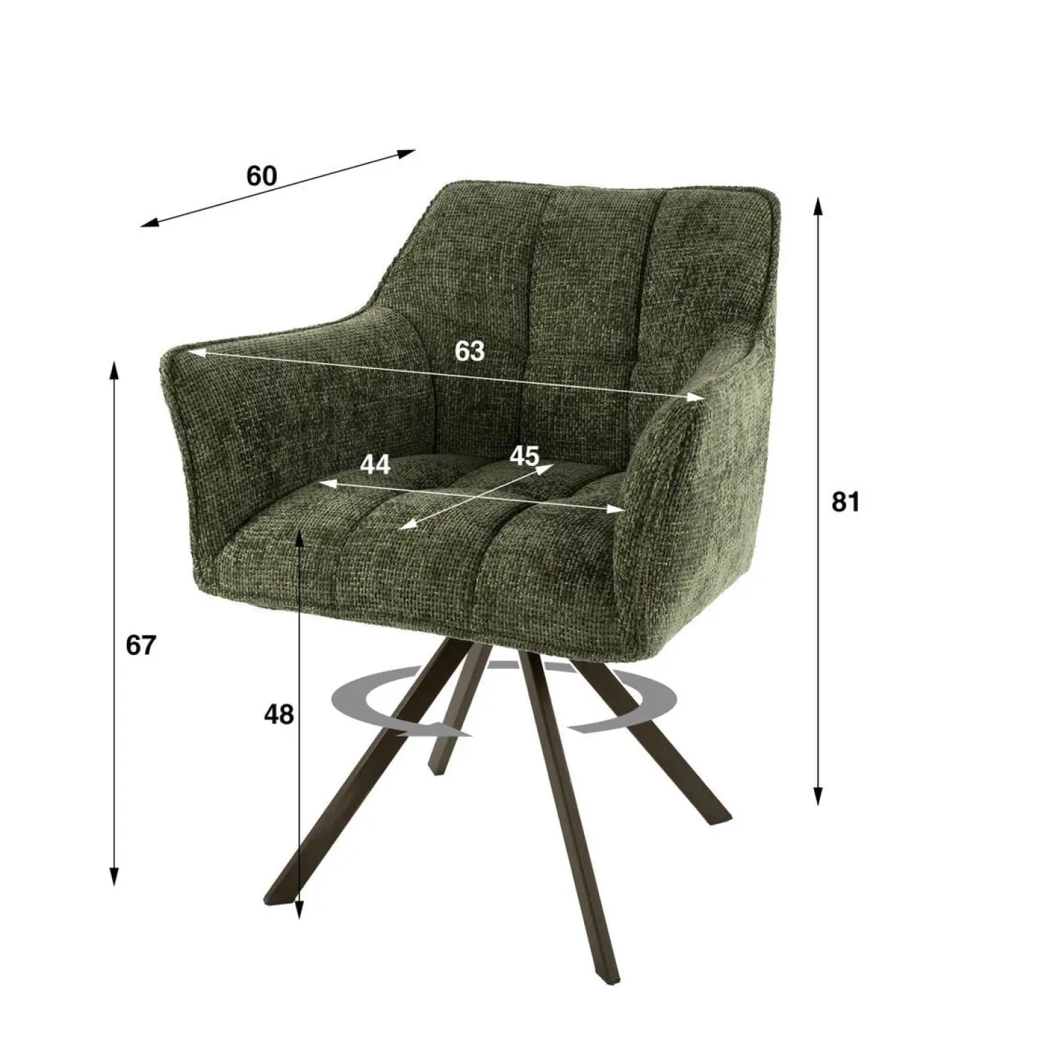 Kalfort Eetkamerstoelen|Kelly Eetkamerstoel Hoven groen met bruin bronzen poot