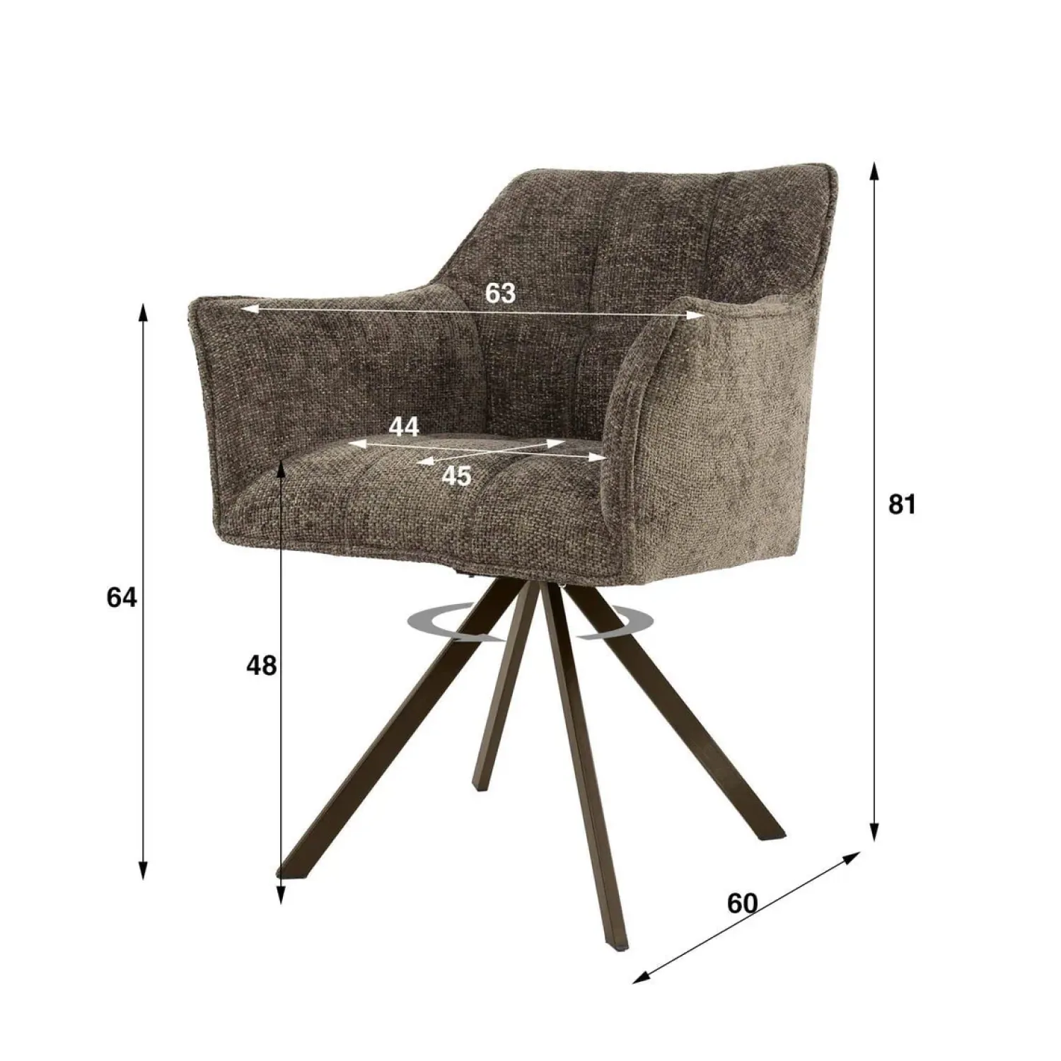 Kalfort Eetkamerstoelen|Kelly Eetkamerstoel Hoven taupe met bruin bronzen poot