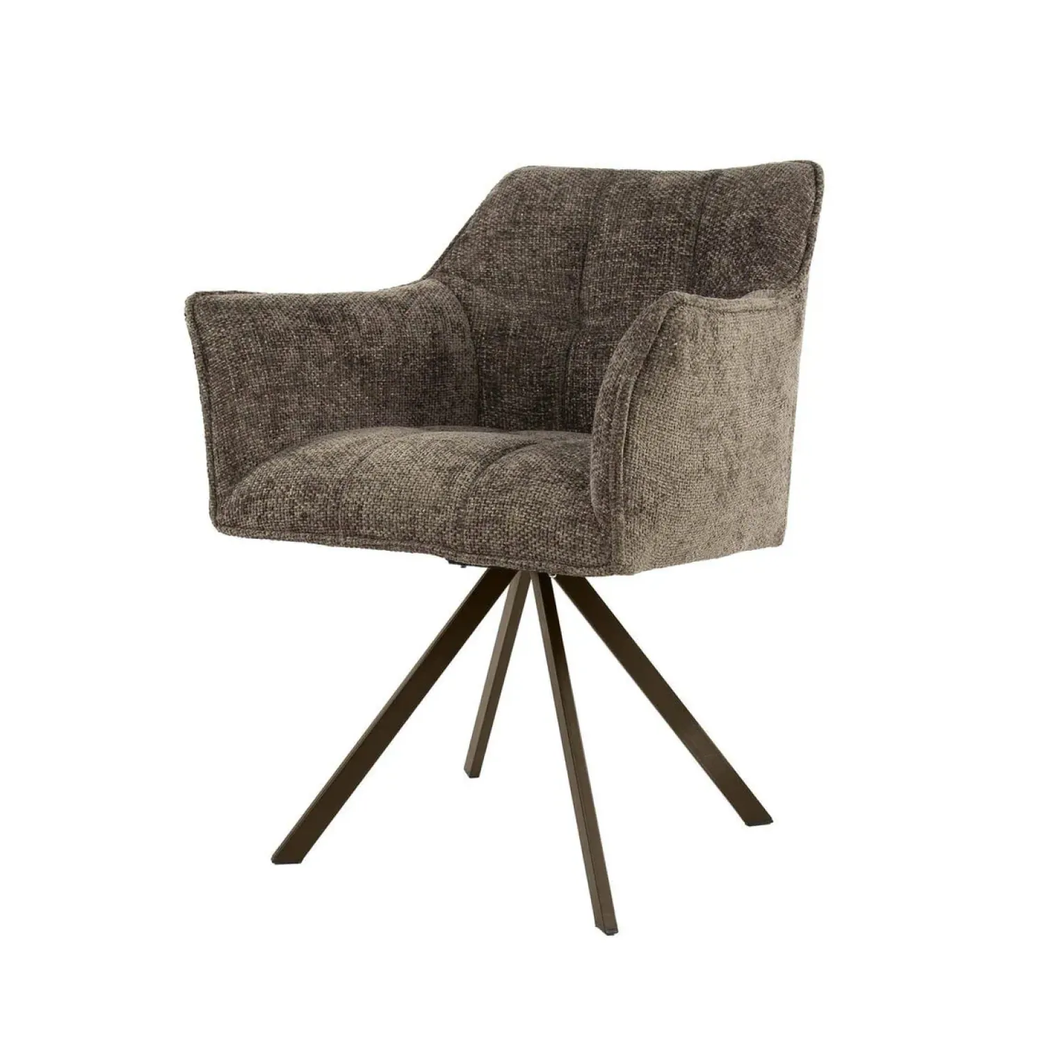 Kalfort Eetkamerstoelen|Kelly Eetkamerstoel Hoven taupe met bruin bronzen poot