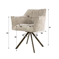 Kalfort Eetkamerstoelen|Kelly Eetkamerstoel Hoven zand met bruin bronzen poot