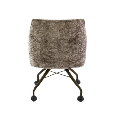 Kalfort Eetkamerstoelen|Kelly Eetkamerstoel met wieltjes Hoven champagne met bruin bronzen poot