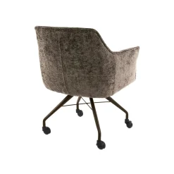 Kalfort Eetkamerstoelen|Kelly Eetkamerstoel met wieltjes Hoven taupe met bruin bronzen poot