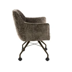 Kalfort Eetkamerstoelen|Kelly Eetkamerstoel met wieltjes Hoven taupe met bruin bronzen poot