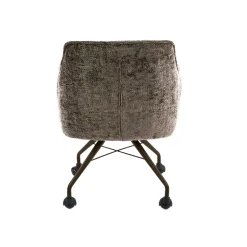 Kalfort Eetkamerstoelen|Kelly Eetkamerstoel met wieltjes Hoven taupe met bruin bronzen poot