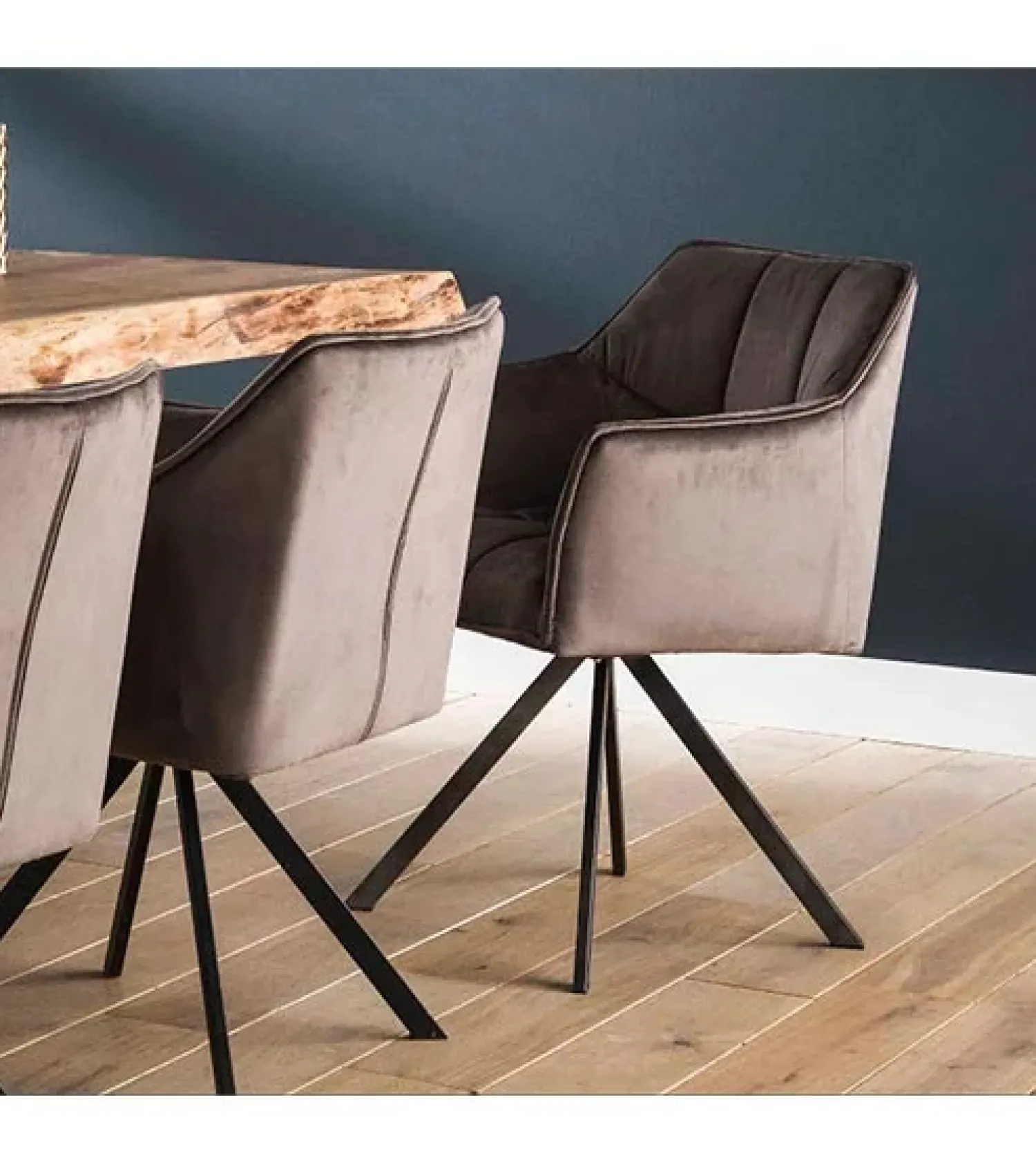 Kalfort Eetkamerstoelen|Kelly eetkamerstoel velvet Antraciet