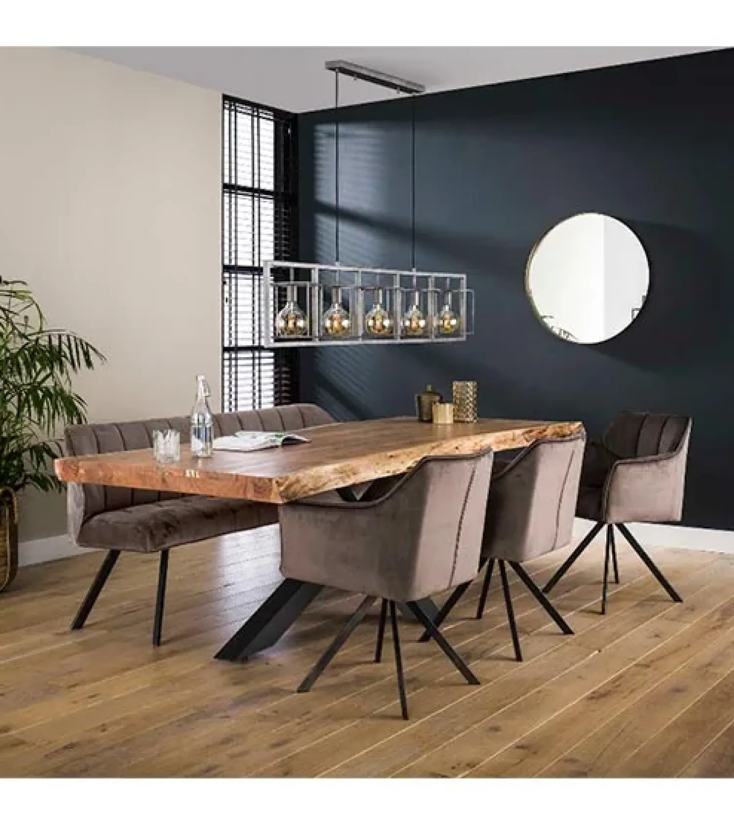 Kalfort Eetkamerstoelen|Kelly eetkamerstoel velvet Antraciet