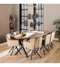 Kalfort Eetkamerstoelen|Kelly eetkamerstoel velvet Champagne
