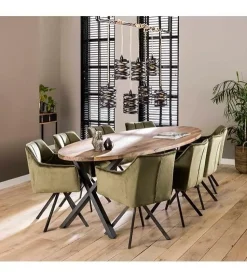 Kalfort Eetkamerstoelen|Kelly eetkamerstoel velvet Groen