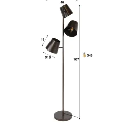 Kalfort Vloerlampen|Kenan 3-lichts Vloerlamp Bruin