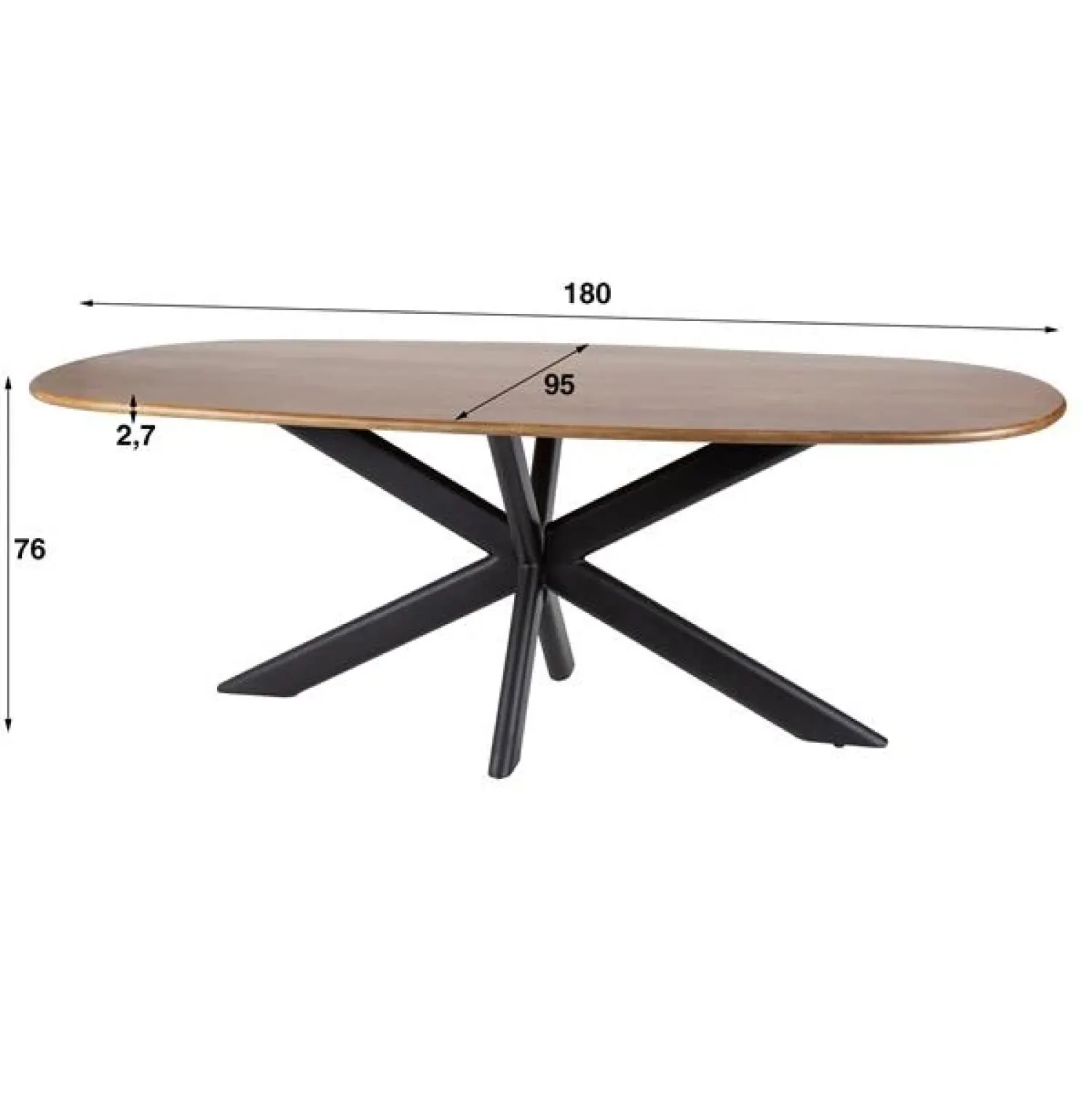 Kalfort Eettafels|Kevin Eettafel deens ovaal Mangohout 180cm