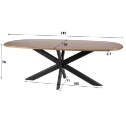 Kalfort Eettafels|Kevin Eettafel deens ovaal Mangohout 215cm