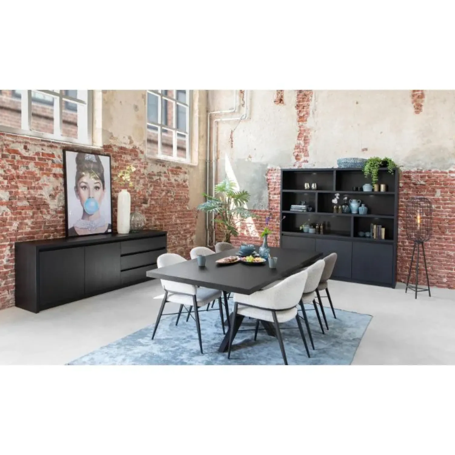 Maison Madera Dressoirs|Industriele Kasten|Kiara Dressoir Groot Zwart 242cm