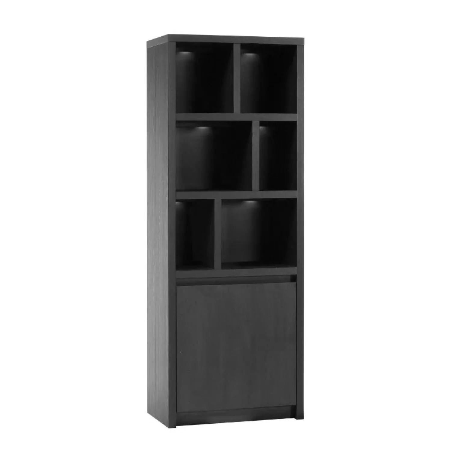 Maison Madera Vakkenkasten|Industriele Kasten|Kiara Vakkenkast 1-deur 6-vaks Zwart 73cm