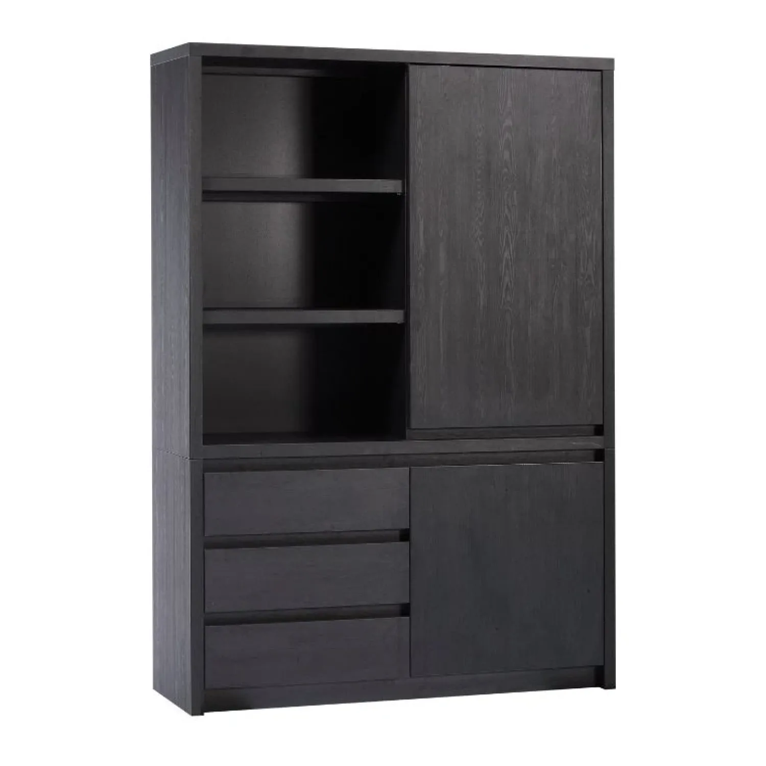Maison Madera Vakkenkasten|Industriele Kasten|Kiara Vakkenkast 2-deur 3-vaks Zwart 138cm