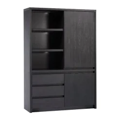 Maison Madera Vakkenkasten|Industriele Kasten|Kiara Vakkenkast 2-deur 3-vaks Zwart 138cm