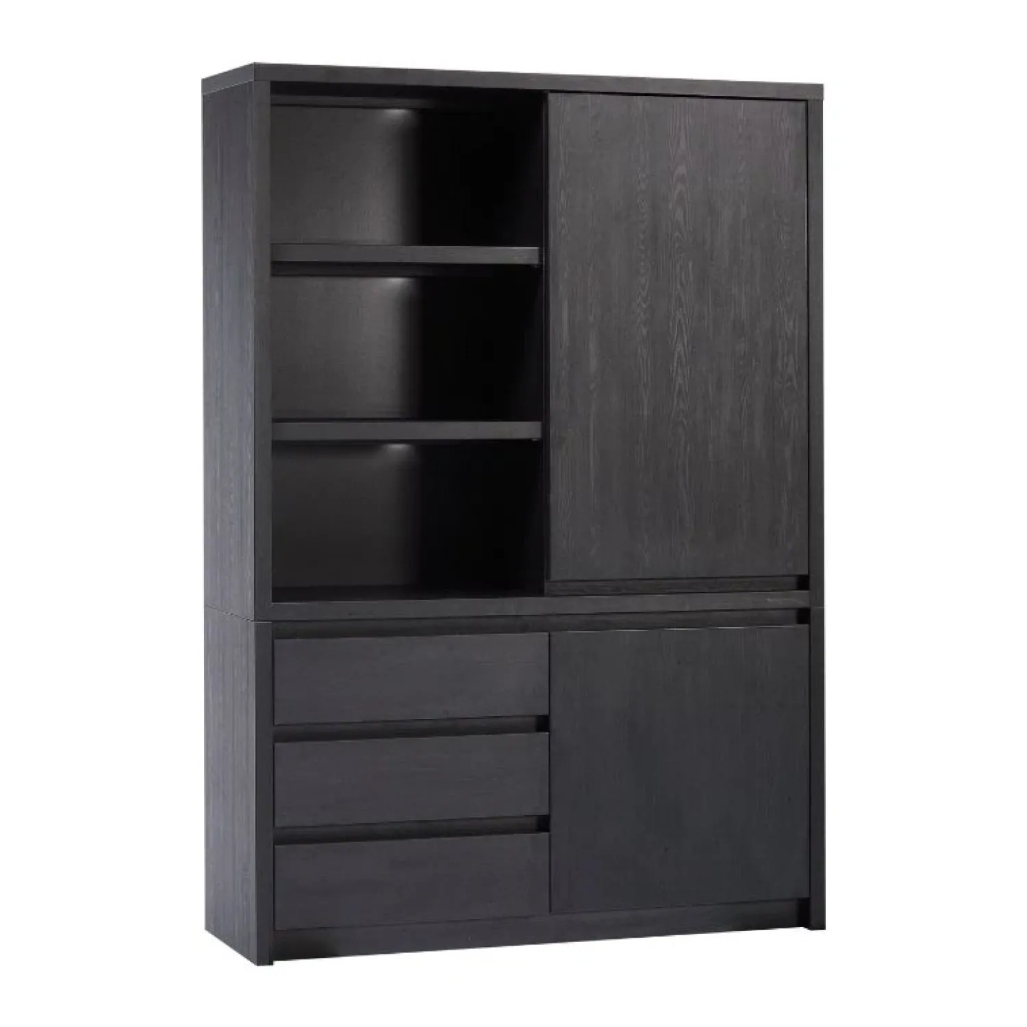 Maison Madera Vakkenkasten|Industriele Kasten|Kiara Vakkenkast 2-deur 3-vaks Zwart 138cm