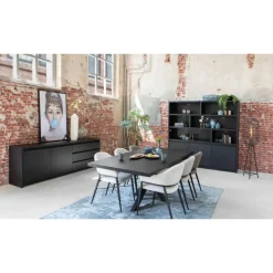 Maison Madera Vakkenkasten|Industriele Kasten|Kiara Vakkenkast 3-deur 6-vaks Zwart 202cm