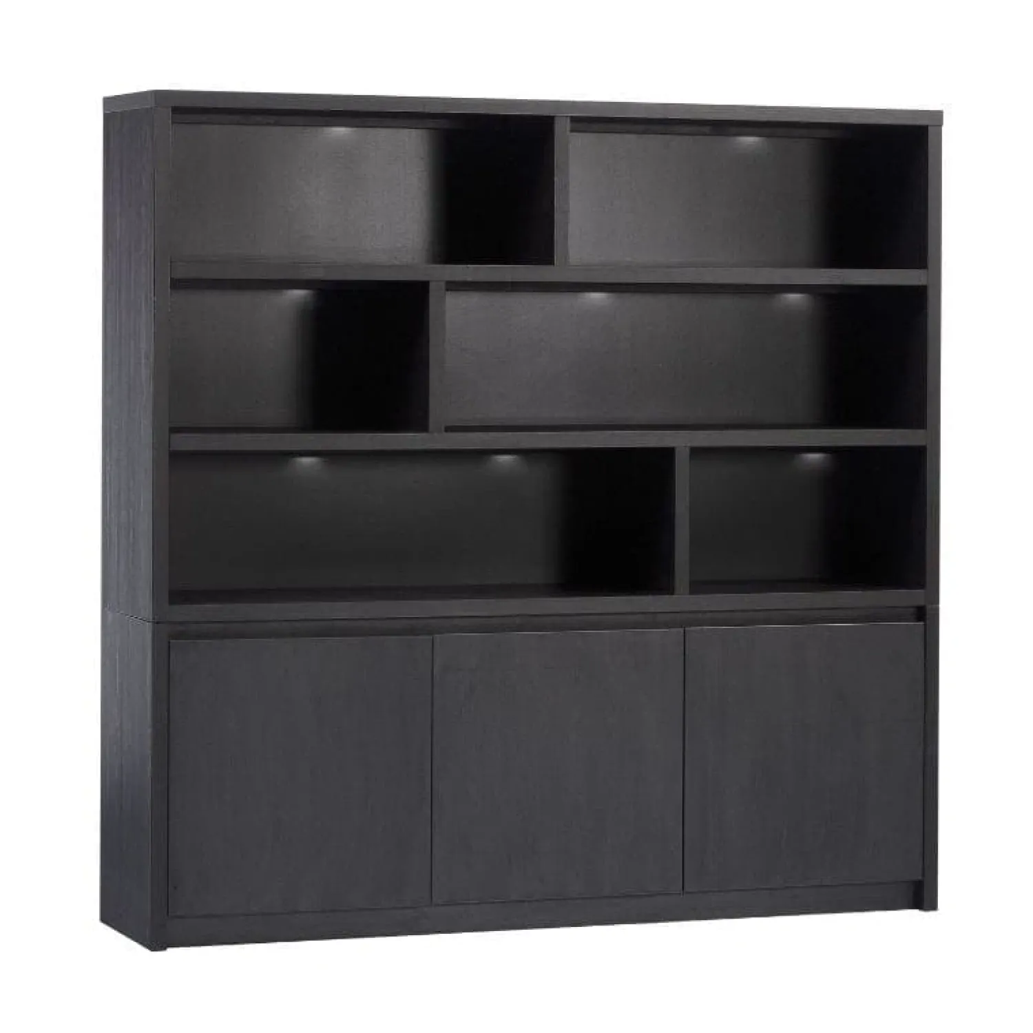 Maison Madera Vakkenkasten|Industriele Kasten|Kiara Vakkenkast 3-deur 6-vaks Zwart 202cm