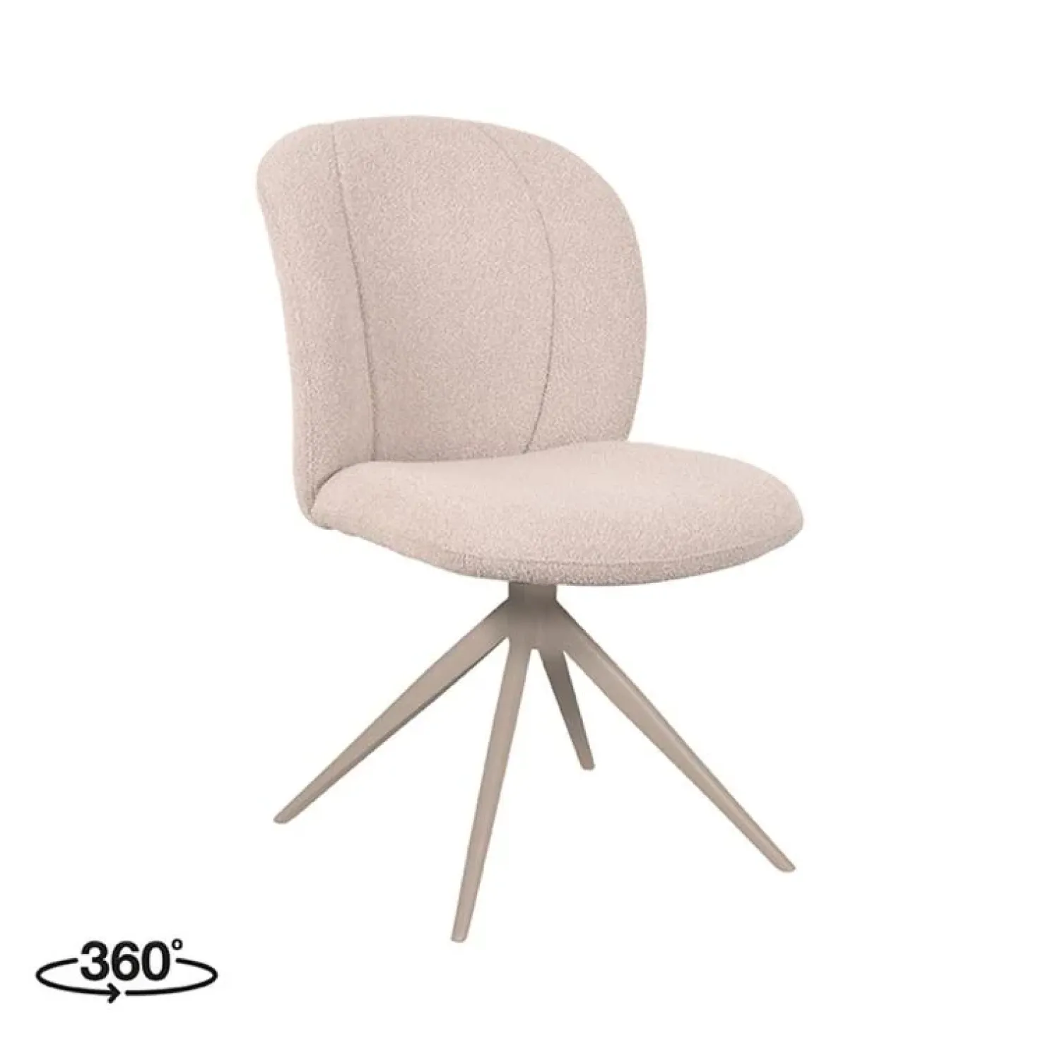 Label51 Eetkamerstoelen|Kimo Eetkamerstoel Naturel Boucle Taupe Onderstel