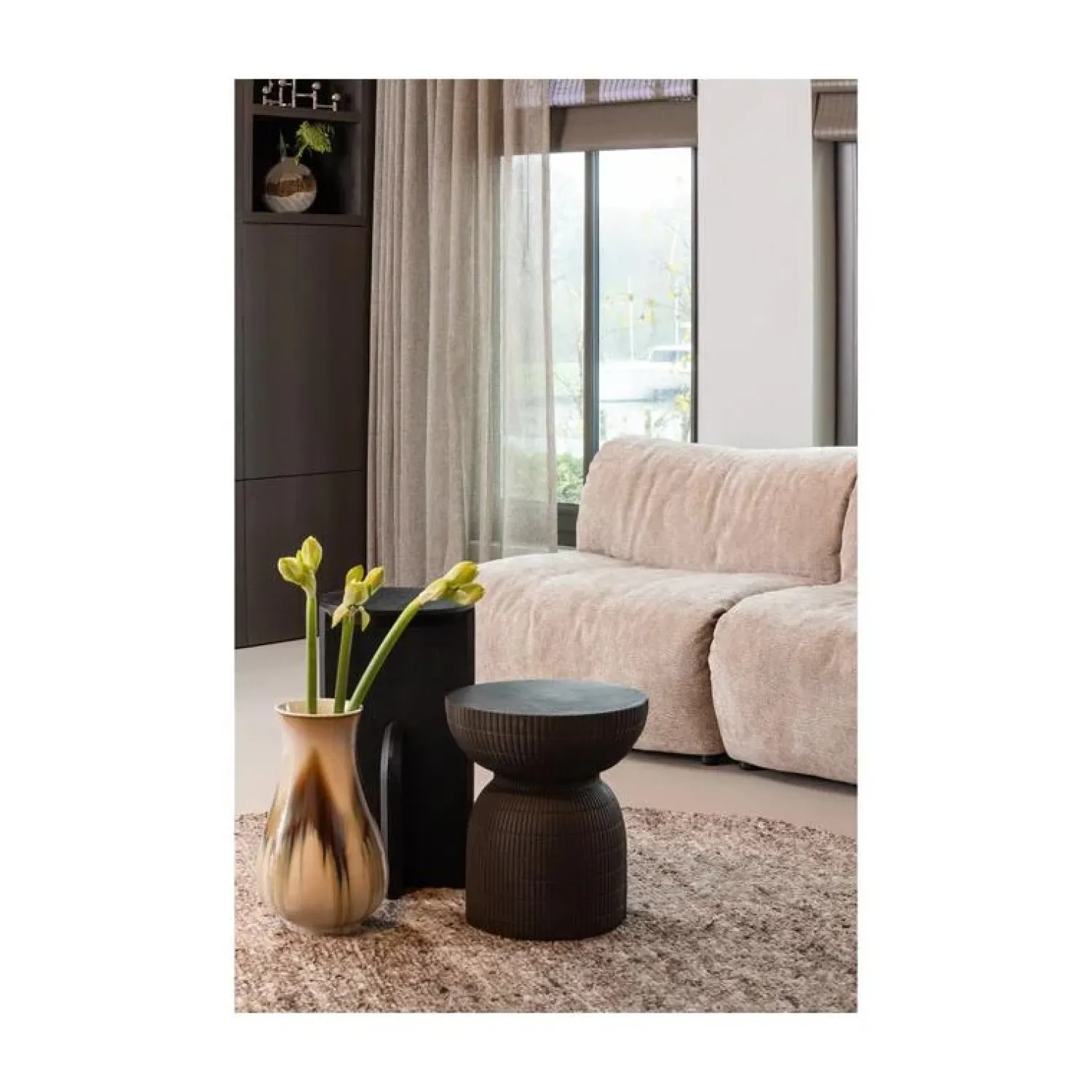 WOOOD Bijzettafels|Kioni Smalle bijzettafel acaciahout zwart 30cm