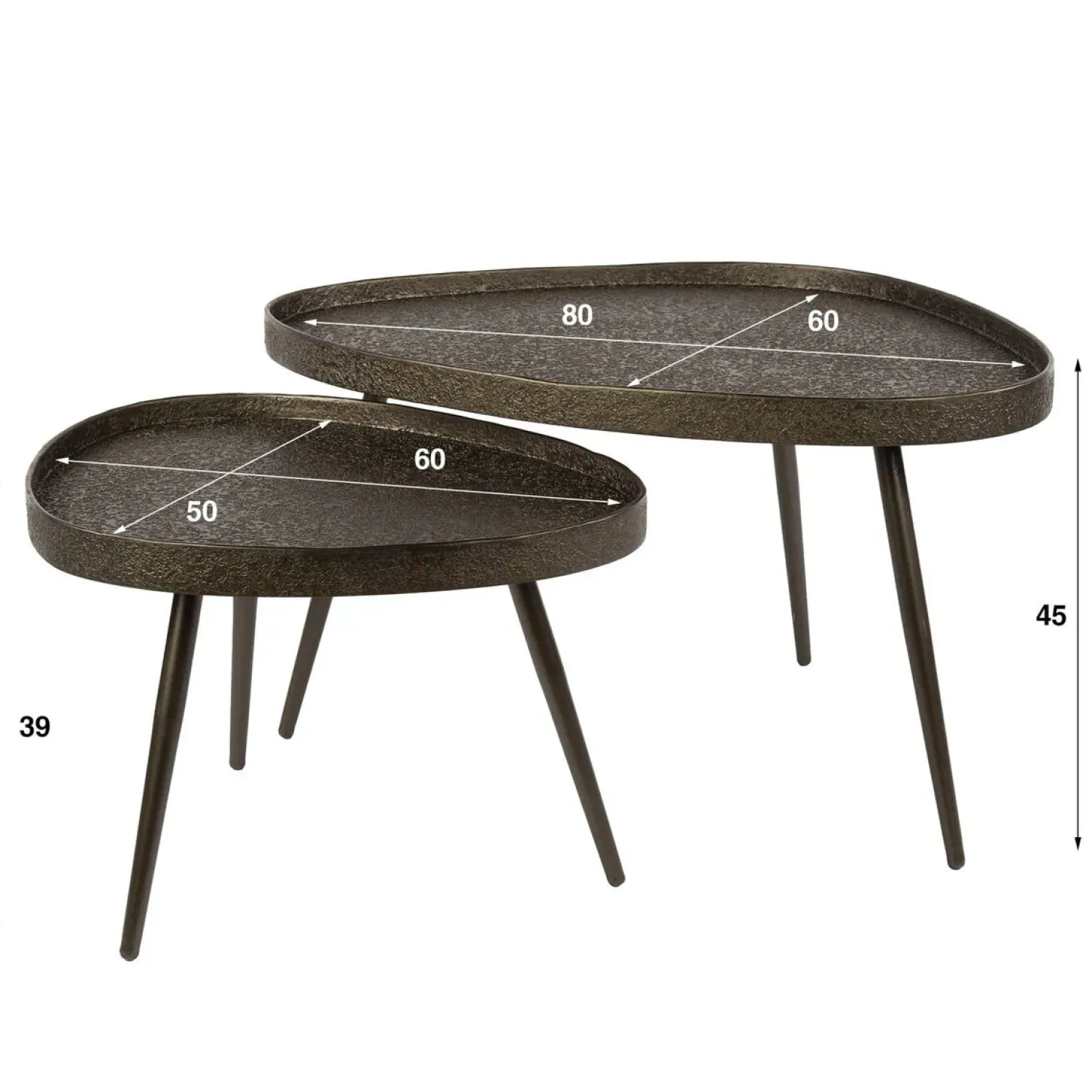 Kalfort Salontafels|Kyra Salontafel set van 2 driehoekig Brons