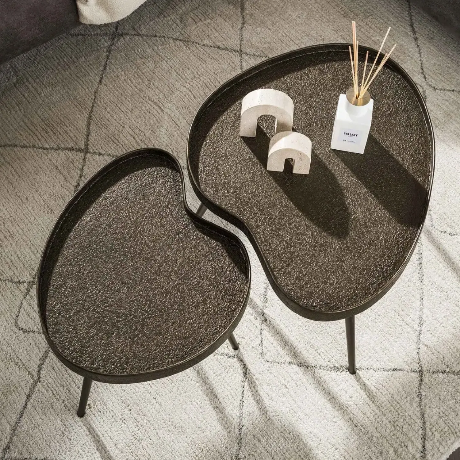 Kalfort Salontafels|Kyra Salontafel set van 2 niervormig Brons