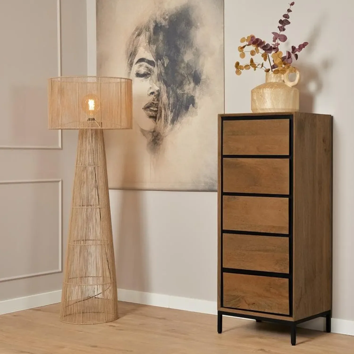 Furndea Ladenkasten|Industriele Kasten|Ladekast Sindacco Naturel 50 cm