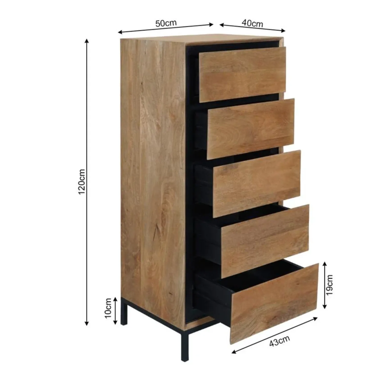 Furndea Ladenkasten|Industriele Kasten|Ladekast Sindacco Naturel 50 cm