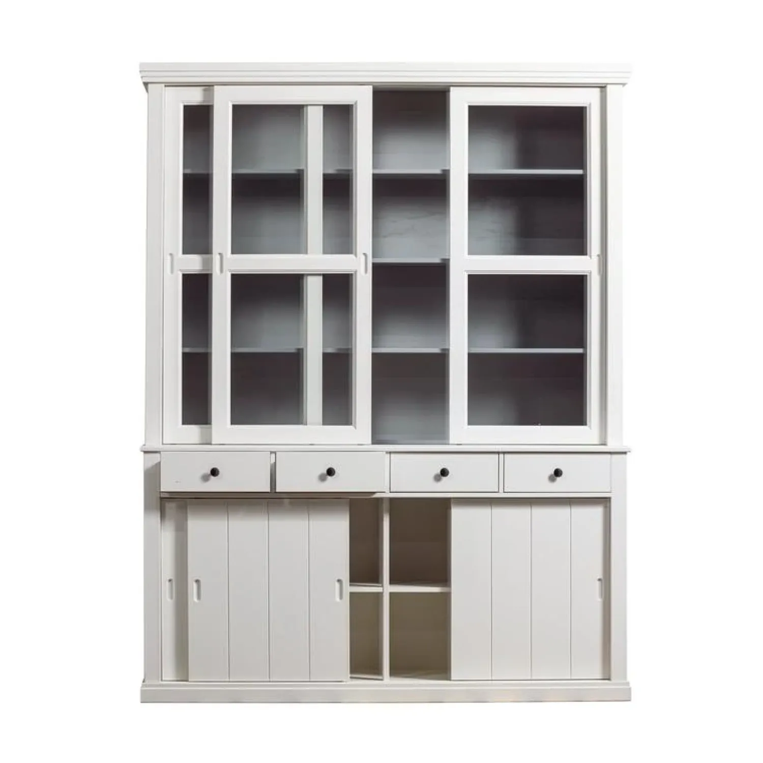 WOOOD Vitrinekasten|Industriele Kasten|Lagos Buffetkast grenen wit 166cm