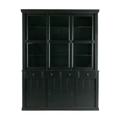WOOOD Vitrinekasten|Industriele Kasten|Lagos Buffetkast grenen zwart 166cm