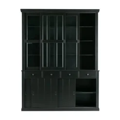 WOOOD Vitrinekasten|Industriele Kasten|Lagos Buffetkast grenen zwart 166cm