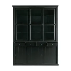 WOOOD Vitrinekasten|Industriele Kasten|Lagos Buffetkast grenen zwart 166cm