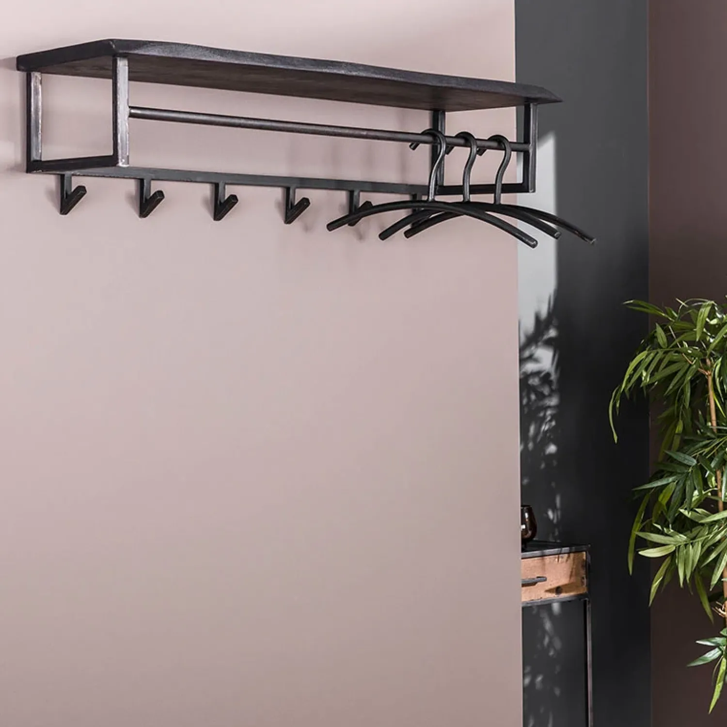 Kalfort Kapstokken|Lanco kapstok industrieel 100cm zwart