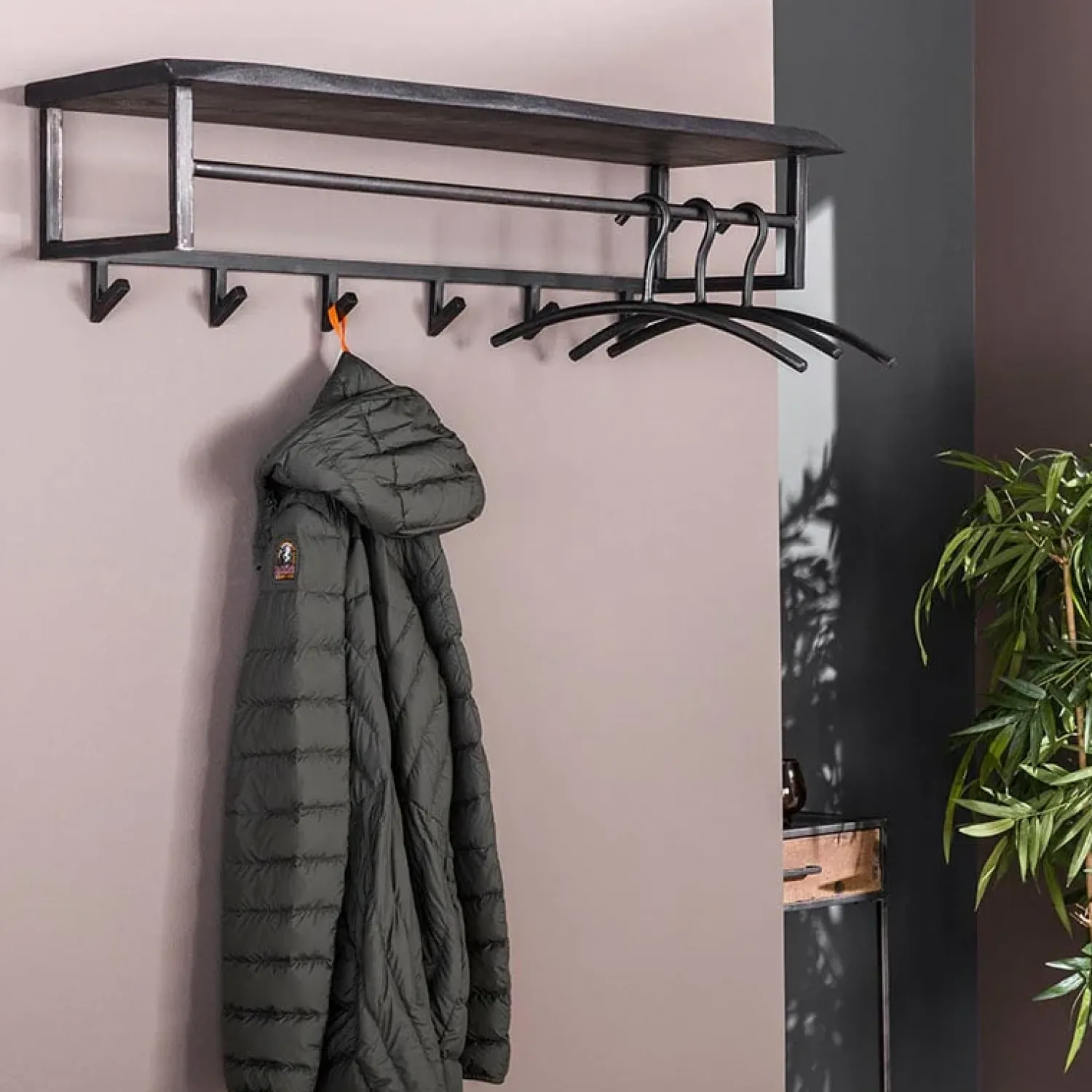 Kalfort Kapstokken|Lanco kapstok industrieel 100cm zwart