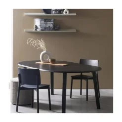 WOOOD Eettafels|Lange Jan Uitschuifbare eettafel rond eiken blacknight 120/160/200cm