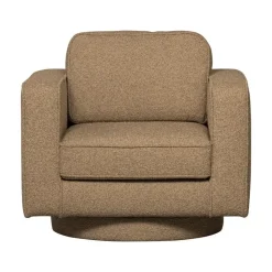 vtwonen Fauteuils|Lazy Draaifauteuil bouclé bruin