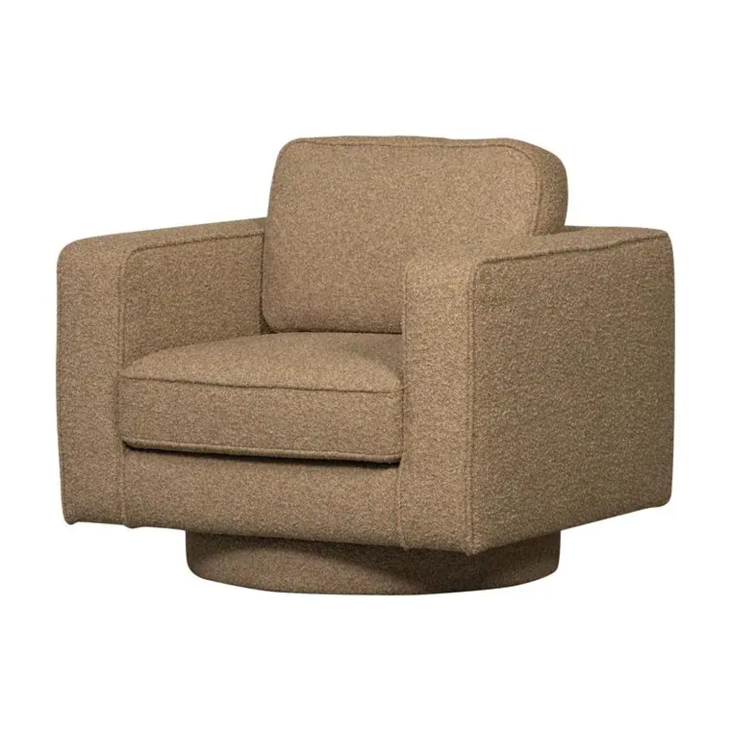 vtwonen Fauteuils|Lazy Draaifauteuil bouclé bruin