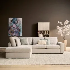 Furndea Hoekbanken|Lena Bank Ottomane Links + 2,5 zits rechts Beige